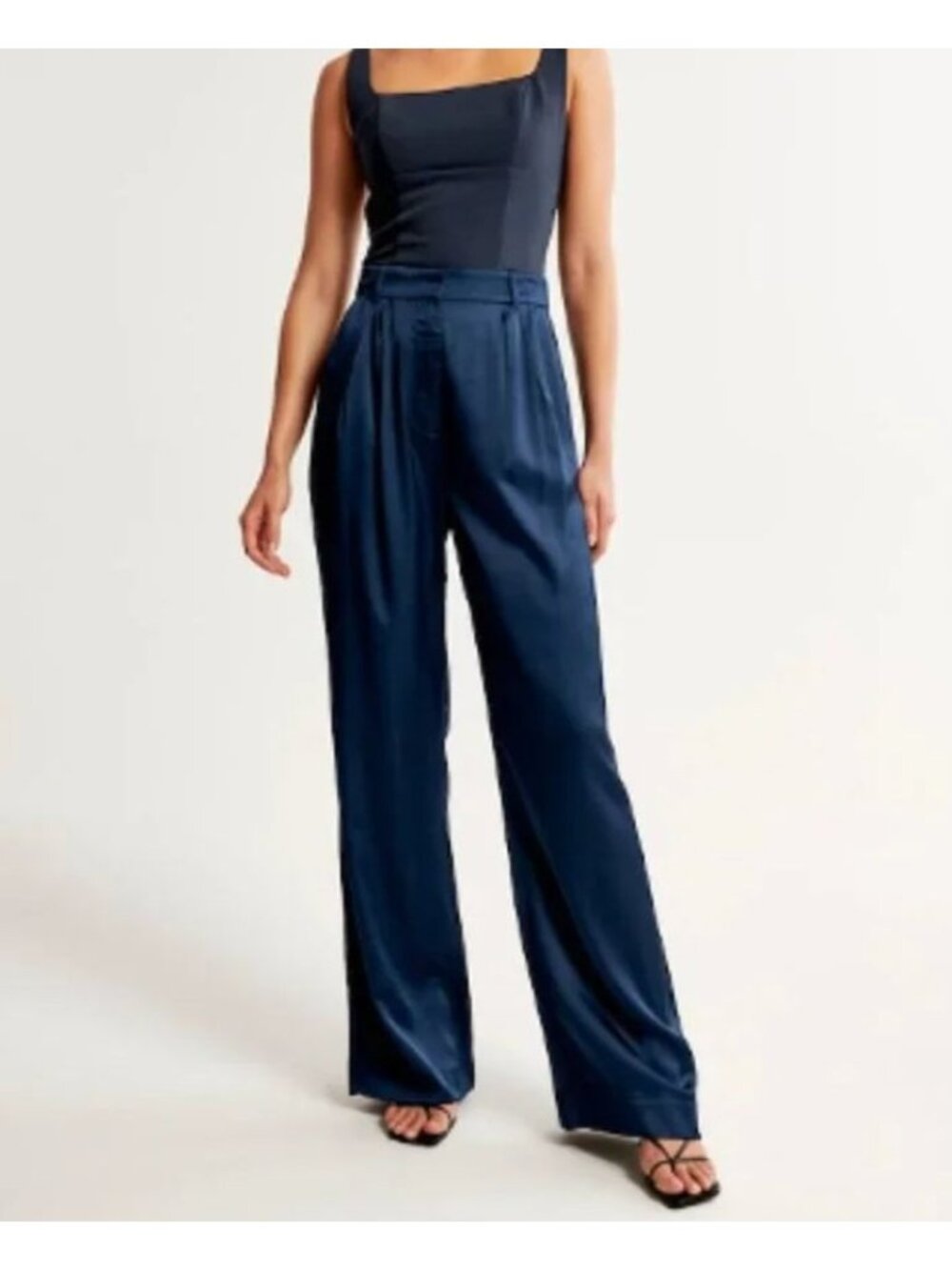 ABERCROMBIE & FITCH sloane tailored pants in navy satin size 31 / 12 LONG